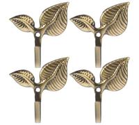 RUNROTOO 4 Pieces Wrought Iron Leaf Hooks with Antique Bronze Finish, Sturdy Wall Mounted Hooks for Coats, Hats, Bags and Garden Hanging