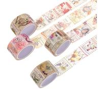RUNROTOO 4 Rolls Retro Botanical Stamp Stickers Set, DIY Scrapbook and Journal Decorative Craft Stickers for Planner and Diary, Random Vintage Style Random Style