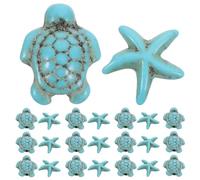 RUNROTOO 40pcs Turquoise Sea Turtle and Star Fish Beads for DIY Bracelet Charms, Smooth Texture and Resistant to Fading, for Earrings and Parties with Unique Vibrant Colour