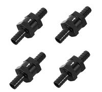 RUNROTOO 4pcs Aluminium Alloy Check Valve Non Return Diesel Valve 3/8' Inline Fuel Line Accessory Black Backflow Prevention Engine Protection for Machinery Auto