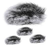 RUNROTOO 4pcs Artificial Fur Microphone Windshield Muff Covers for Outdoor Use, Block Saliva and Reduce Wind Noise, Protective Windscreen for Lapel and Condenser Microphones