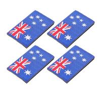 RUNROTOO 4pcs Australia Flag Iron on Patches Hook and Loop Cloth Material, Versatile Use for Backpacks and Clothes, Patriotic Design Comfortable Stitch Embroidery for Sewing Repair