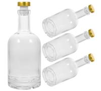 RUNROTOO 4pcs Glass Liquor Bottles: 375mL Thick Base Whiskey Container with Stopper - Bar Dispensing Bottle - Vodka Glass Storage for Beverages Oil Vinegar
