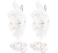 RUNROTOO 4pcs Handcrafted 3d Ceramic Peony Flower Wall Decor White Small Lotus Crane Hanging Ornaments for Living Room Background Wall Accents