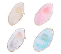 RUNROTOO 4pcs Portable Resin Nail Art Polish Mixing Tray Finger Ring Plate Delicate Mini Appearance for Professional Manicure People and Nail Art Craft Amateurs at Party or Beauty Salon