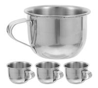 RUNROTOO 4pcs Sake Cup: Stainless Steel Coffee Cups - 70ml Espresso Mug with Handle - Tiny Wine Drinking Mug for Outdoor Camping Picnic Campfire