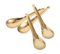 RUNROTOO 4pcs Stainless Steel Skimmer Slotted Spoons with Long Handles for Straining Soups and Versatile Cooking Use in Kitchen and Outdoor Cooking