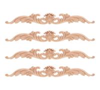RUNROTOO 4pcs Unfinished Wood Carved Appliques for Cupboards and Wall Decoration, European Style Lightweight DIY Wood Crafts Appliques with Good Decorative Effect, Housewarming