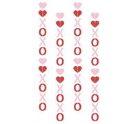 RUNROTOO 4pcs Valentines Day Hanging Alphabet Pendant Garland, Assorted Colour Paper Decoration for Ceilings and Windows, Lightweight Multi-functional Love Sign for Festive Atmosphere