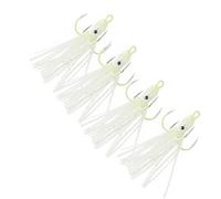 RUNROTOO 4pcs White Octopus Fishing Bait Hooks with Strong Hook Penetration and Flexible Swinging, Carbon Steel and Plastic Material, for Deep Sea Bait Fishing