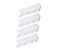 RUNROTOO 4pcs White Plastic Wall Hanger with Strong Adhesive, Multi-Function Power Plug Socket Holder for Organizing and Storing Cables and Bags in Home or Office