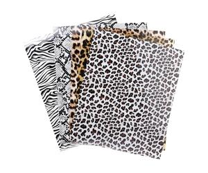 RUNROTOO 5 Sheets Washable Pu Heat Transfer Vinyl with Leopard Pattern, Easy to Cut Iron on Htv for Baseball Caps and Other Garments, Stylish Wild Animal Printed Vinyl for T-Shirt Transfers