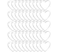 RUNROTOO 50pcs Heart-shaped Acrylic Blank Keychains for DIY Crafts, Sublimation Blanks Keyrings, White Material, for Personalised Keychain Projects