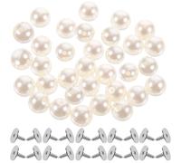 RUNROTOO 50pcs No Sew Pearl Buttons Decorative Clothing Buttons for Sweaters and Coats Easy to Use for DIY Crafting and Hand-Made Projects