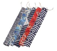 RUNROTOO 5Pcs Drawstring Bags Set, Fabric Chopsticks, Spoon and Straw Storage Pouches for Outdoor Use and Takeout Organization