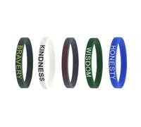 RUNROTOO 5pcs Silicone Hand Ring English Motivational Wristbands Unisex Comfortable to Wear Mixed Colors Courage Wisdom Faith