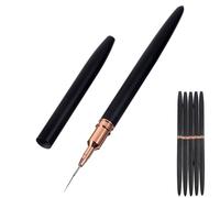 RUNROTOO 5pcs Thin Nail Art Brush Set for Personal Home Use, Portable and Easy to Grip with Aluminium and Copper Material, Stylish Appearance Suitable for Carrying in Your Bag