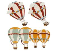 RUNROTOO 6pcs Hand Painted Wooden Hot Air Balloon Wall Sculpture Set, Rustic Boho Style Wall Art with Artistic Flair, Ready to Mount for Bedroom or Classroom Bulletin Board Decor