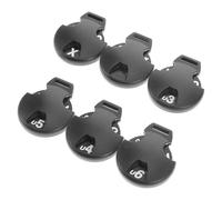 RUNROTOO 6pcs Interchangeable Golf Number Tag Plastic Circular Golf Club Headcover Label with Easy Identification and Quick Number Changes, Elegant Black Stylish Design for Fairway Club