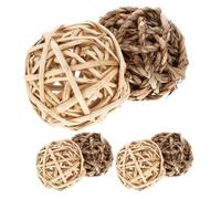 RUNROTOO 6pcs Rabbit Playground Natural Grass Multifunctional Nutrition Chew Balls for Small Animals Rabbit Supplies Pet Entertainment