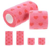 RUNROTOO 6rolls Breathable Sports Bandages Self-Adhesive Flexible Tapes with Heart Pattern Medium Lightweight Non-Woven for Comfortable Long-wear Protection and Injury Support