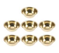 RUNROTOO 7pcs Brass Water Offering Bowls for Buddhist Rituals and Festivals, Decorative Prayer Cups Unique Appearance, Golden Colour, for Meditation and Worship