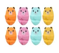 RUNROTOO 8pcs Adhesive Power Plug Hooks with Cartoon Bear Design, Strong No-Drill Cord Organizer for Kitchen and Home Appliance Cable Storage