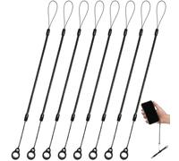 RUNROTOO 8pcs Black Spring Coiled Lanyard Pen Chains Made of Plastic and Silicone with Spring Structure Keeps Pens Safe and Secure Ensures Are Always within Reach for Office and School Use