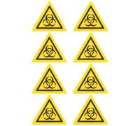 RUNROTOO 8pcs Yellow Biohazard Warning Stickers for Laboratory Use, Lightweight PC Material Safety Signs Caution Features, for Biological Risk and Infection Prevention