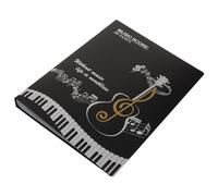 RUNROTOO A4 Music Folder Black Document Organizer with 40 Pages Capacity Steel Sheet Music Binder for Piano Scores and Choral Documents Office Supply