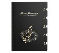 RUNROTOO A4 Music Score Folder with Sleeves - Black Plastic Piano Sheet Music Storage Organizer with Index Tab - for Rehearsals, Choirs, Classroom, Home Practice
