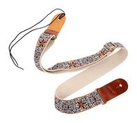 RUNROTOO Adjustable Ukulele Strap Fashionable and Unique Look with Embroidered Nylon and Leather Material Wide Range of Applications Suitable for Family and Friends Who Play The Ukulele