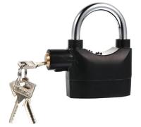 RUNROTOO Alarm Padlock with Key for Motorcycles and Containers, Black Aluminum Alloy Material, Loud Sound Security Lock, Easy to Carry with 3 Keys, Practical Outdoor Anti-Theft Bike Lock