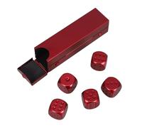RUNROTOO Aluminum Synthetic Red Dice Tribal Dice with Rounded Edges in Portable Rectangular Case for Table Top Games Play Party Drinking Birthday Wedding Festival