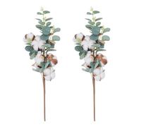 RUNROTOO Artificial Cotton Eucalyptus Leaf Plant Ornaments Easy to Maintain 4pcs No Soil Or Water Needed for Store and Garden Decoration
