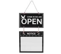 RUNROTOO Black Erasable Business Hours Sign with Vibrant Colors, Double Sided Hanging Open and Closed Sign for Cafe Shop and Nail Salons, Glass and Plastic Material with Simple Decorative