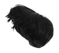 RUNROTOO Black Short Fluffy Wig for Men Synthetic Heat Resistant Layered Hairpiece Suitable for Cosplay and Parties Lightweight Realistic Costume Accessory