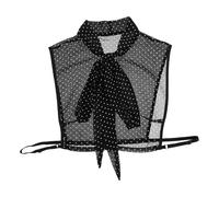 RUNROTOO Black Women's Detachable Fake Collar Half Shirt Blouse Insert Made of Chiffon with Dot Design, Seasonal Comfort and Simple to Use for Autumn and Winter Fashion