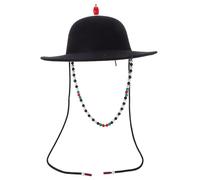 RUNROTOO Black Wool Dome Crown Hat Ming Dynasty Style Wide Brim Felt Hat for Chinese Traditional Cosplay and Adults Outdoor Events