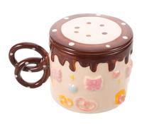 RUNROTOO Cake Mug with Bow Handle - 400ml/13.5 oz Ceramic Espresso Drinking Cup for Milk Latte Tea Juice - Beverage Tumbler for Parties, Kitchen, and Festive Coffee