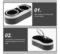 RUNROTOO Car Dual Cup Holder for Vehicle Black Plastic Drink Bottle Storage Rack with Anti Skid Feature and Great Toughness, for Summer Travel and Backseat Use