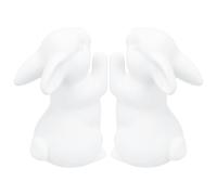 RUNROTOO Ceramic Rabbit Bookends 2pcs White Desktop Book Stand Student Book Holder Easter Home Decoration Desktop Rabbit Ornament