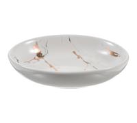 RUNROTOO Ceramic Soap Dish for Bathroom, Oval Bar Soap Tray with Black Gold Marble Pattern, Counter Storage Plate, Vanity Organizer for Shower Bathroom Kitchen Sink Vanity