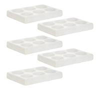 RUNROTOO Ceramic Spot Plate for Chemical Testing 5 Pieces with 6 Wells Porcelain Reaction Plate Black and White for Laboratory Use
