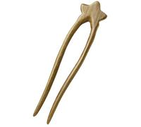RUNROTOO Chinese Wood Hair Stick U Shape Hair Fork U-shaped Star Decoration Minimalist Chic Wood Material Easy to Slide into Bun Not Easy to Fall for Recital