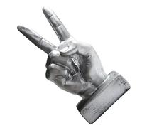 RUNROTOO Creative Victory Gesture Ornament Resin Sculpture in Silver for Home and Office Decor, Party Or Car Decoration, Stylish and Beautiful Desktop Accent