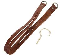 RUNROTOO Deep Brown Pu Leather Curtain Tiebacks Set, Window Drape Tie Backs with Strap for Home Curtain Holdback and Room Drapery Fixing Rope