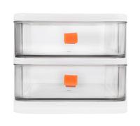 RUNROTOO Desktop Organizer Box with 2-Layer Drawers, White Mini Storage Cabinet for Office Stationery, Cosmetic and Jewelry Storage, PP Sundries Holder for Desk Use