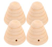 RUNROTOO DIY Beehive Honeycomb Model 4Pcs Unfinished Solid Wood Hive Construction for Farmhouse Decor and Outdoor Bee Garden Ornaments