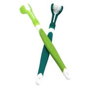 RUNROTOO Dog Toothbrushes and Removing Tartar with Sturdy Pp Material 2pcs Triple Headed for Pet Oral Cleaning Suitable for Dogs and Cats